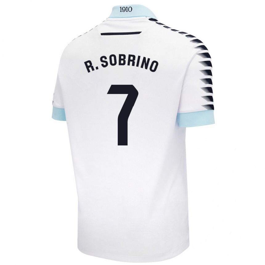 Kids Football Rubén Sobrino #7 White Blue Away Jersey 2024/25 T-Shirt Nz