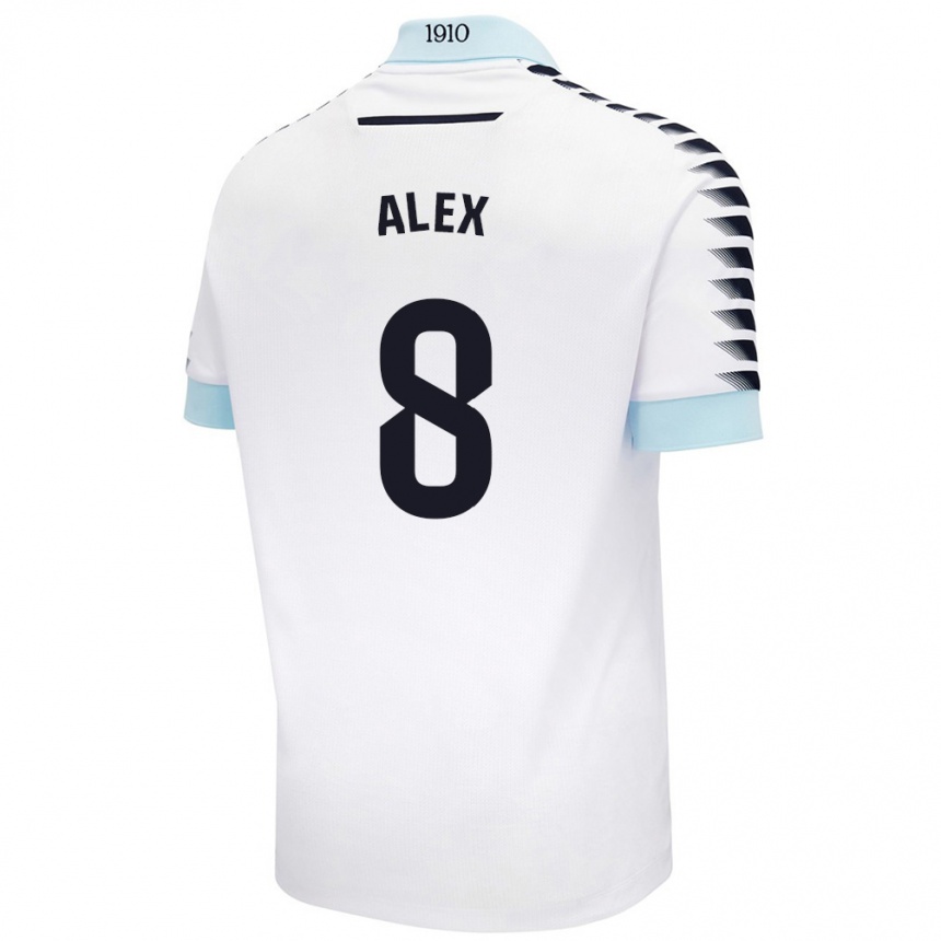 Kids Football Álex Fernández #8 White Blue Away Jersey 2024/25 T-Shirt Nz