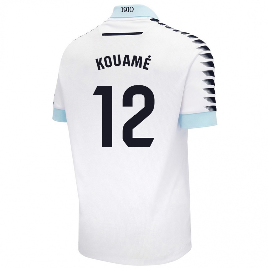 Kids Football Rominigue Kouamé #12 White Blue Away Jersey 2024/25 T-Shirt Nz