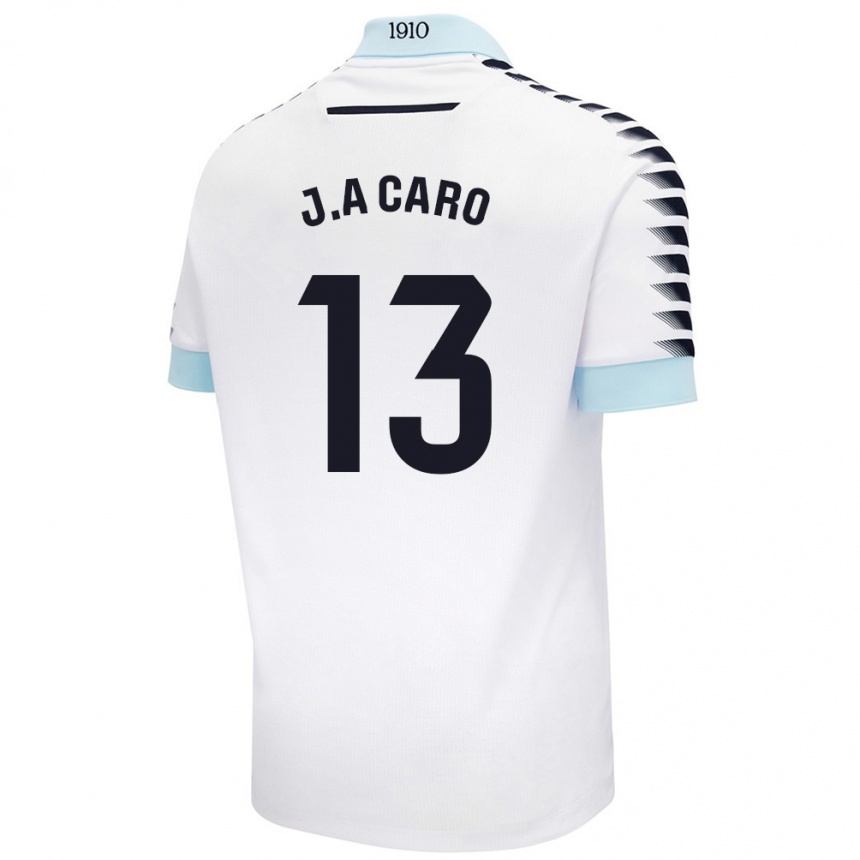 Kids Football José Antonio Caro #13 White Blue Away Jersey 2024/25 T-Shirt Nz