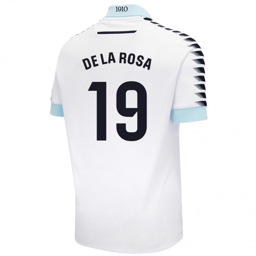 Kids Football José Antonio De La Rosa #19 White Blue Away Jersey 2024/25 T-Shirt Nz