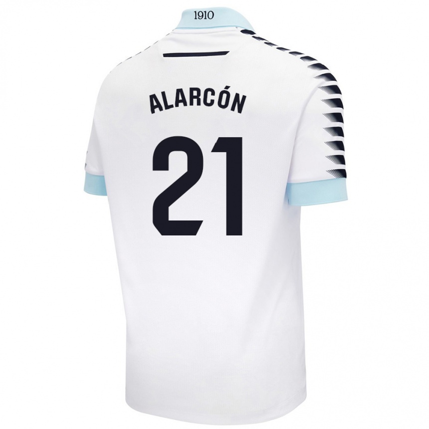 Kids Football Tomás Alarcón #21 White Blue Away Jersey 2024/25 T-Shirt Nz