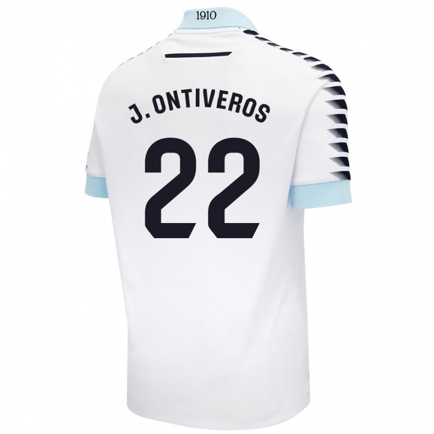 Kids Football Javi Ontiveros #22 White Blue Away Jersey 2024/25 T-Shirt Nz