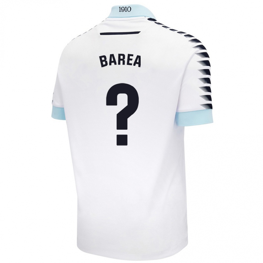 Kids Football Pablo Barea #0 White Blue Away Jersey 2024/25 T-Shirt Nz