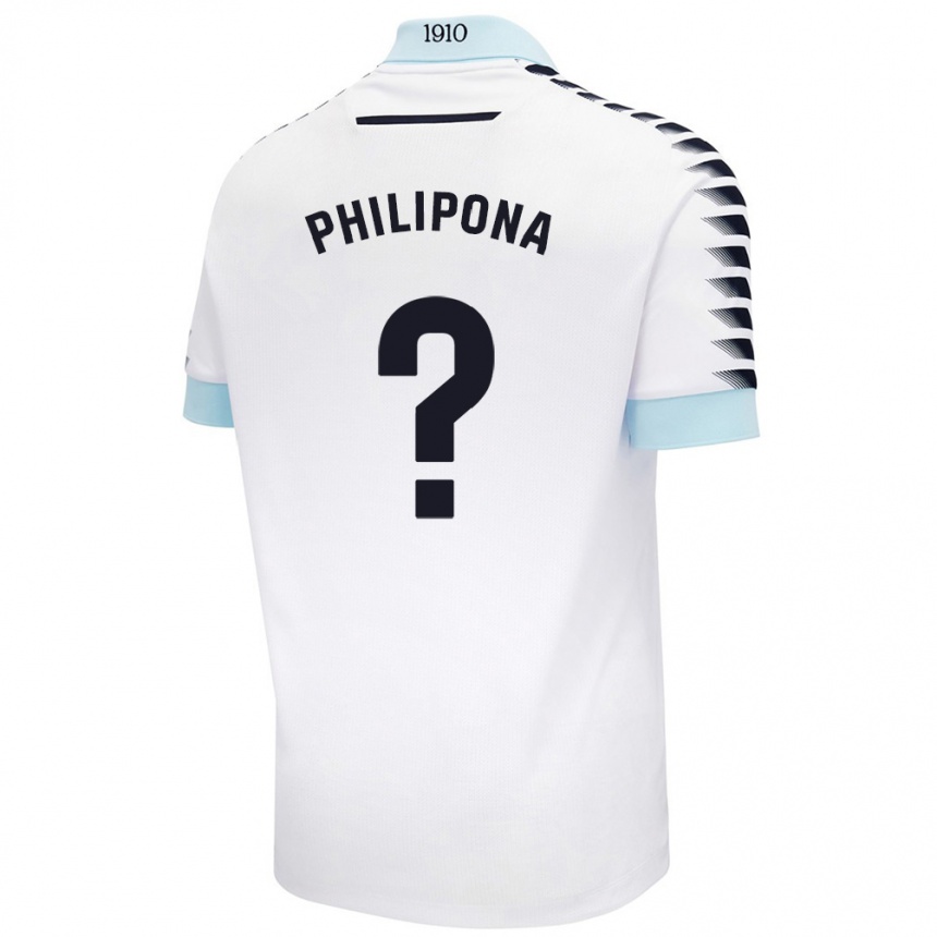 Kids Football Noé Philipona #0 White Blue Away Jersey 2024/25 T-Shirt Nz