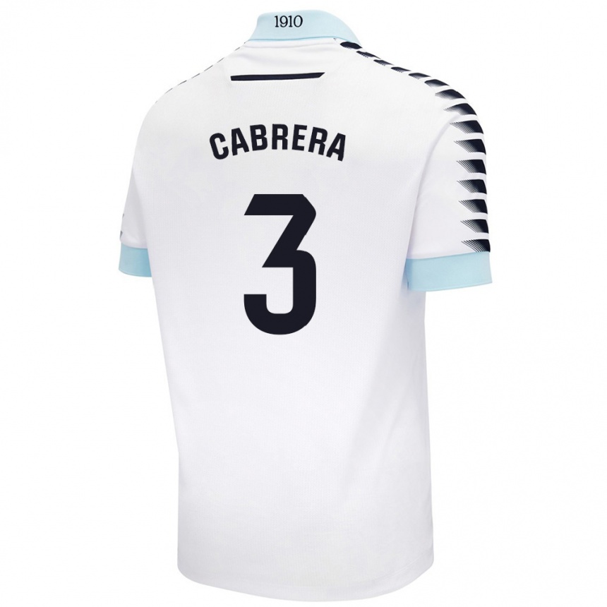 Kids Football Julio Cabrera #3 White Blue Away Jersey 2024/25 T-Shirt Nz