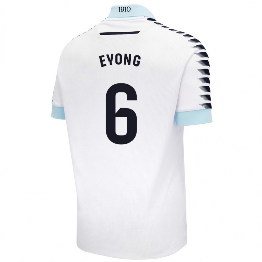 Kids Football Etta Eyong #6 White Blue Away Jersey 2024/25 T-Shirt Nz