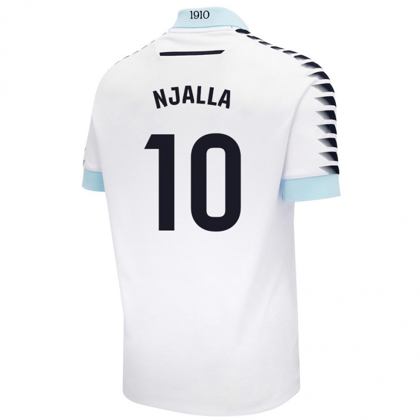 Kids Football Nico Njalla #10 White Blue Away Jersey 2024/25 T-Shirt Nz