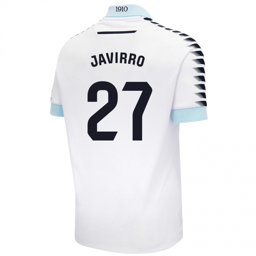 Kids Football Javirro #27 White Blue Away Jersey 2024/25 T-Shirt Nz