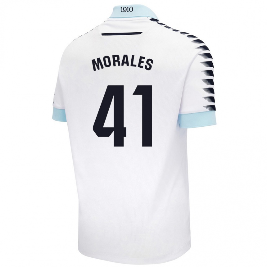 Kids Football Luis Morales #41 White Blue Away Jersey 2024/25 T-Shirt Nz