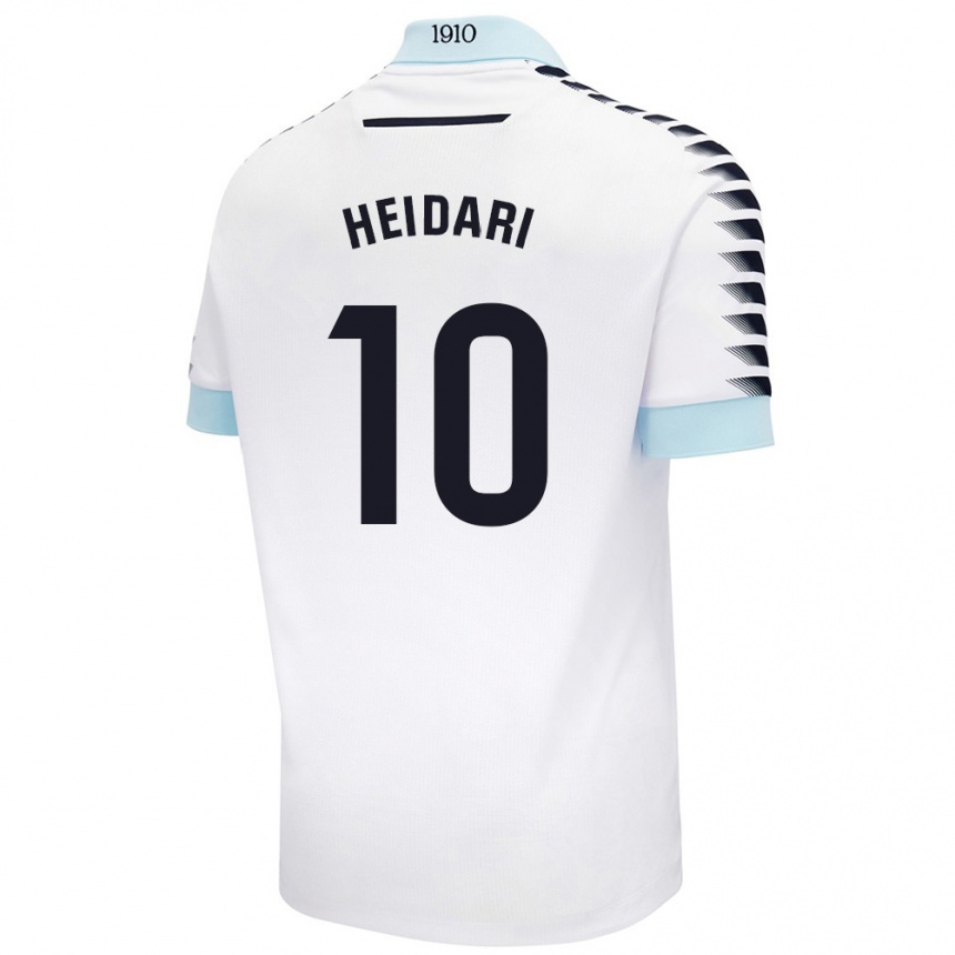 Kids Football Arman Heidari #10 White Blue Away Jersey 2024/25 T-Shirt Nz