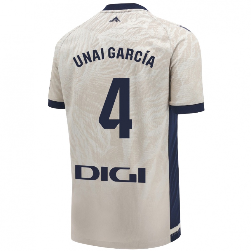 Kids Football Unai García #4 Light Gray Away Jersey 2024/25 T-Shirt Nz