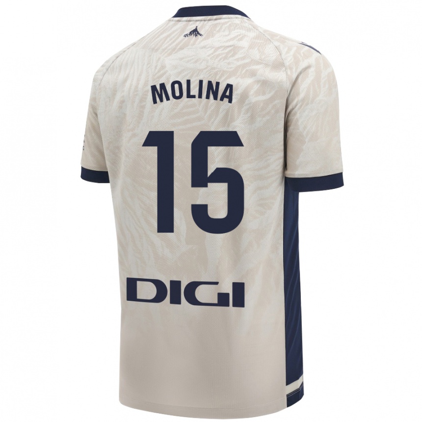 Kids Football Guillem Molina #15 Light Gray Away Jersey 2024/25 T-Shirt Nz