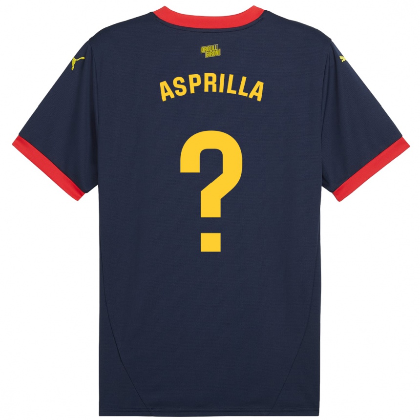 Kids Football Yáser Asprilla #0 Navy Red Away Jersey 2024/25 T-Shirt Nz