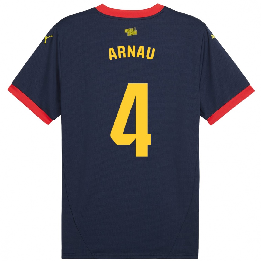 Kids Football Arnau Martínez #4 Navy Red Away Jersey 2024/25 T-Shirt Nz