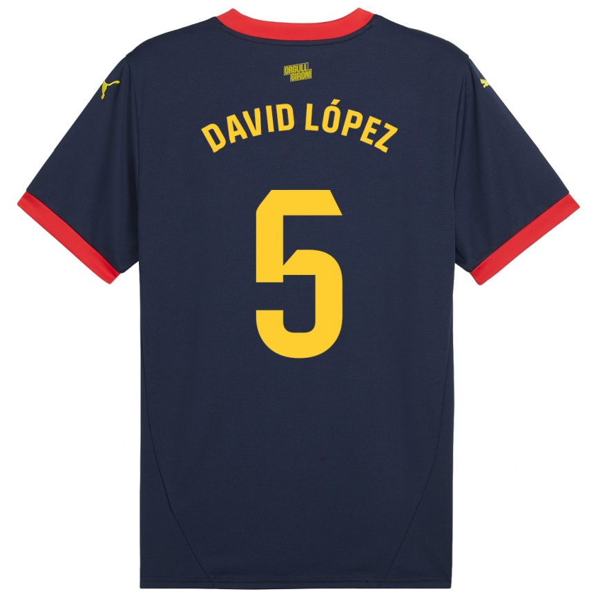 Kids Football David López #5 Navy Red Away Jersey 2024/25 T-Shirt Nz