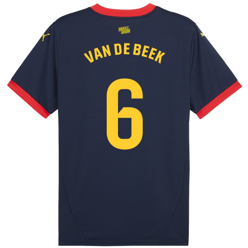 Kids Football Donny Van De Beek #6 Navy Red Away Jersey 2024/25 T-Shirt Nz