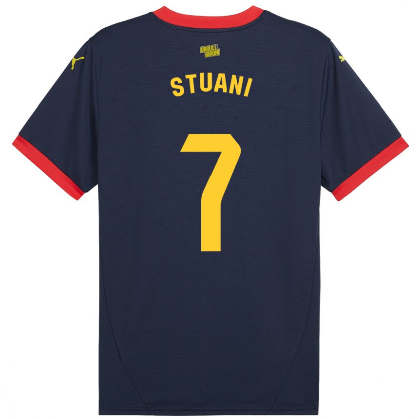 Kids Football Cristhian Stuani #7 Navy Red Away Jersey 2024/25 T-Shirt Nz