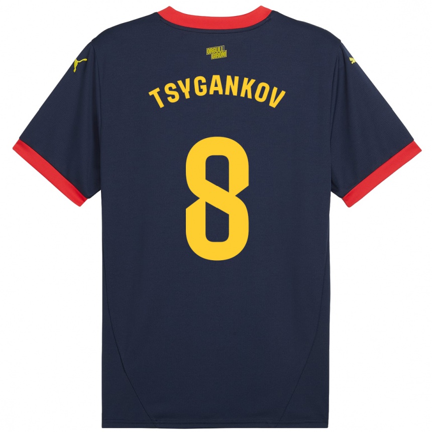 Kids Football Viktor Tsygankov #8 Navy Red Away Jersey 2024/25 T-Shirt Nz