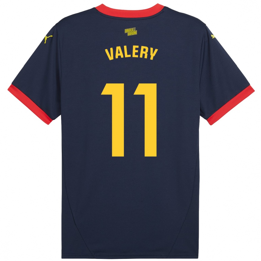 Kids Football Valery Fernández #11 Navy Red Away Jersey 2024/25 T-Shirt Nz