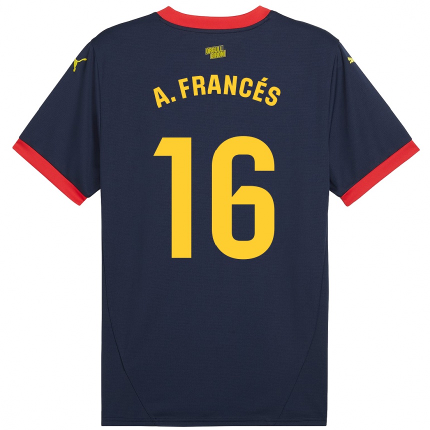 Kids Football Alejandro Francés #16 Navy Red Away Jersey 2024/25 T-Shirt Nz