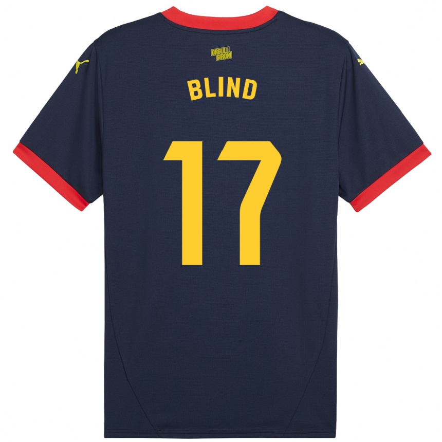 Kids Football Daley Blind #17 Navy Red Away Jersey 2024/25 T-Shirt Nz