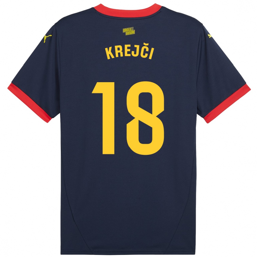 Kids Football Ladislav Krejci #18 Navy Red Away Jersey 2024/25 T-Shirt Nz