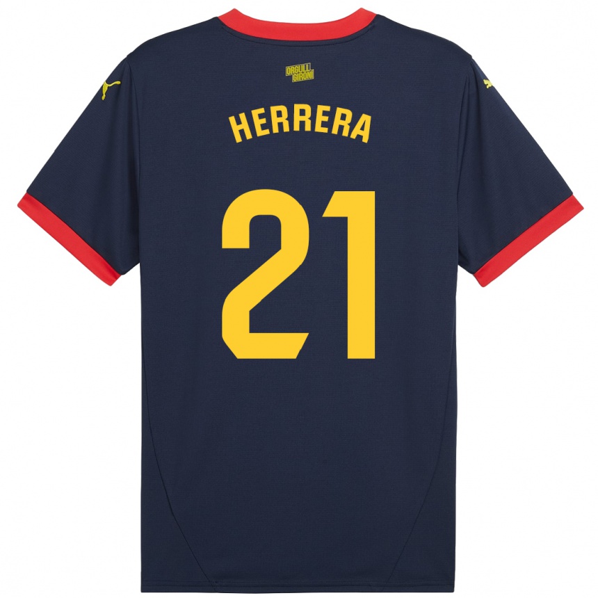 Kids Football Yangel Herrera #21 Navy Red Away Jersey 2024/25 T-Shirt Nz