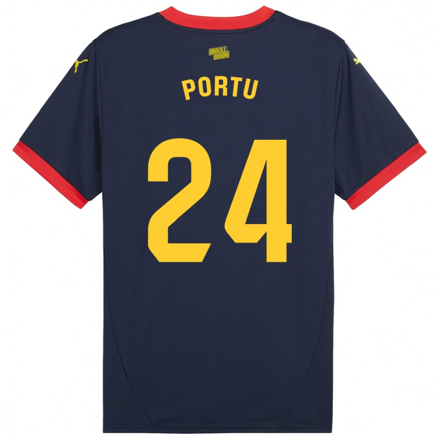 Kids Football Portu #24 Navy Red Away Jersey 2024/25 T-Shirt Nz