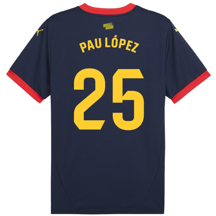 Kids Football Pau Lopez #25 Navy Red Away Jersey 2024/25 T-Shirt Nz