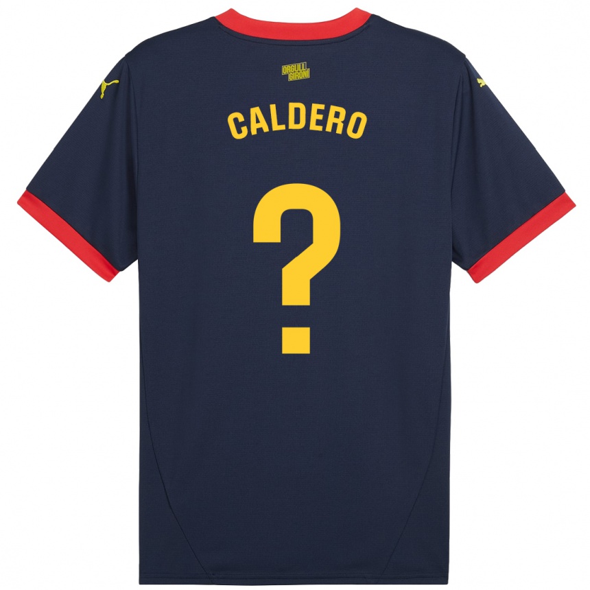 Kids Football Nil Caldero #0 Navy Red Away Jersey 2024/25 T-Shirt Nz