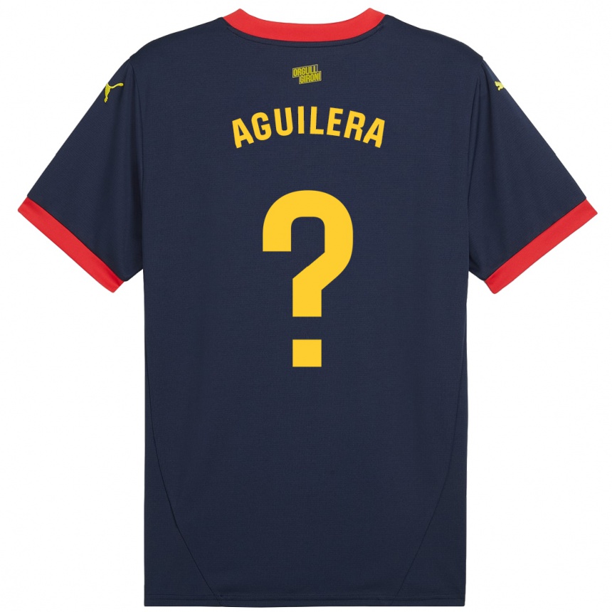 Kids Football Oriol Aguilera #0 Navy Red Away Jersey 2024/25 T-Shirt Nz