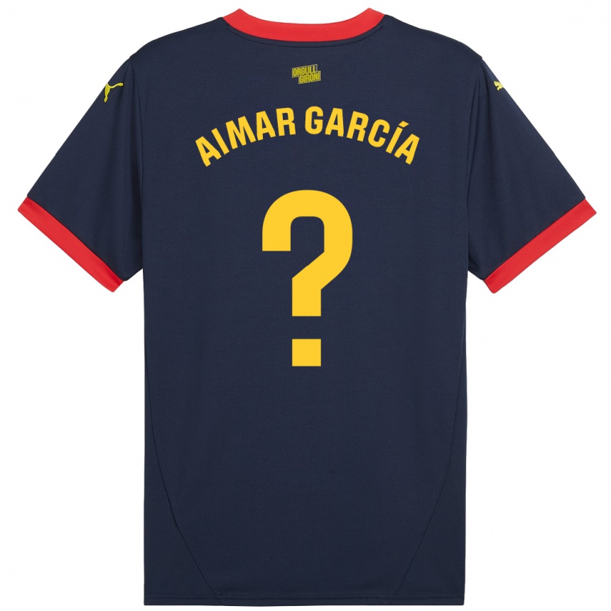 Kids Football Aimar García #0 Navy Red Away Jersey 2024/25 T-Shirt Nz