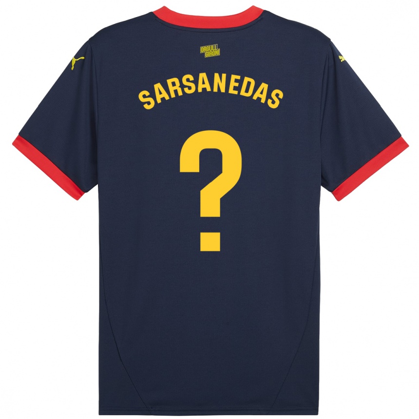 Kids Football Joao Sarsanedas #0 Navy Red Away Jersey 2024/25 T-Shirt Nz