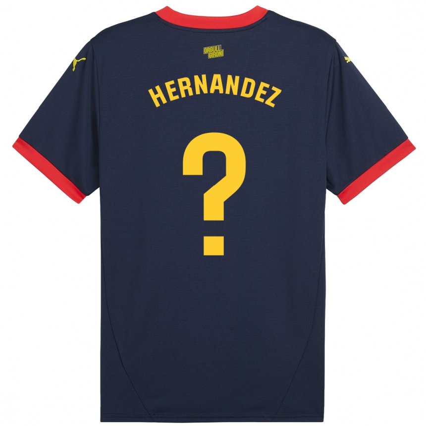 Kids Football Guillem Hernández #0 Navy Red Away Jersey 2024/25 T-Shirt Nz