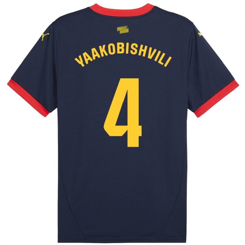 Kids Football Antal Yaakobishvili #4 Navy Red Away Jersey 2024/25 T-Shirt Nz