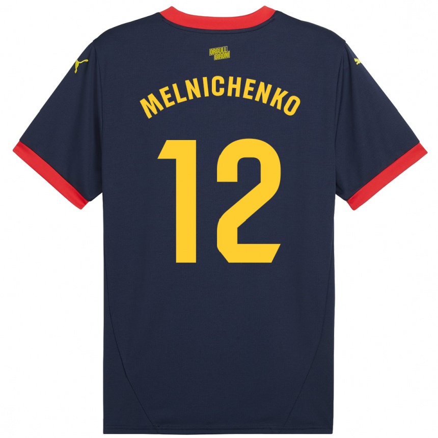 Kids Football Dmytro Melnichenko #12 Navy Red Away Jersey 2024/25 T-Shirt Nz