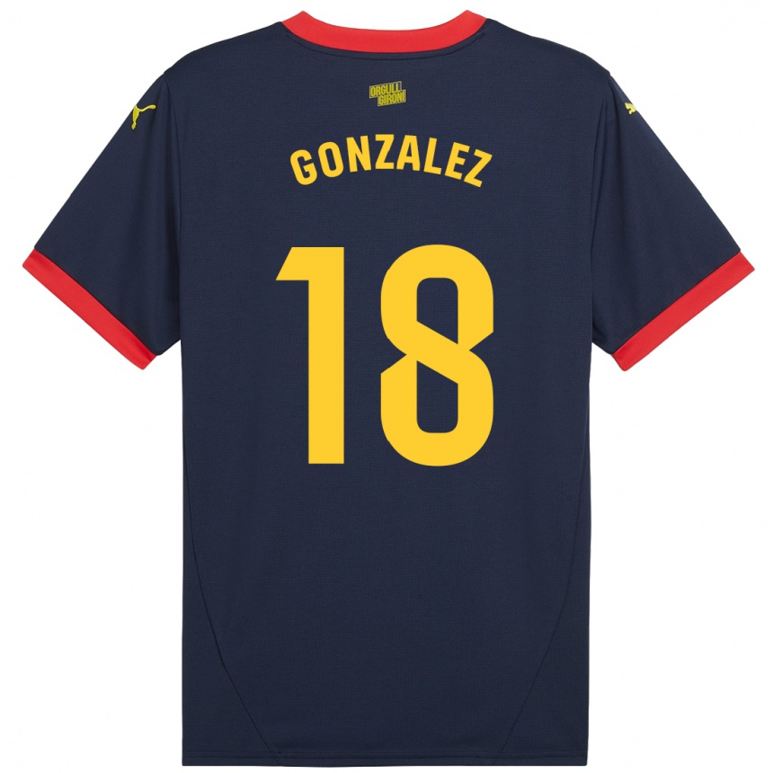 Kids Football Gerard Gonzalez #18 Navy Red Away Jersey 2024/25 T-Shirt Nz