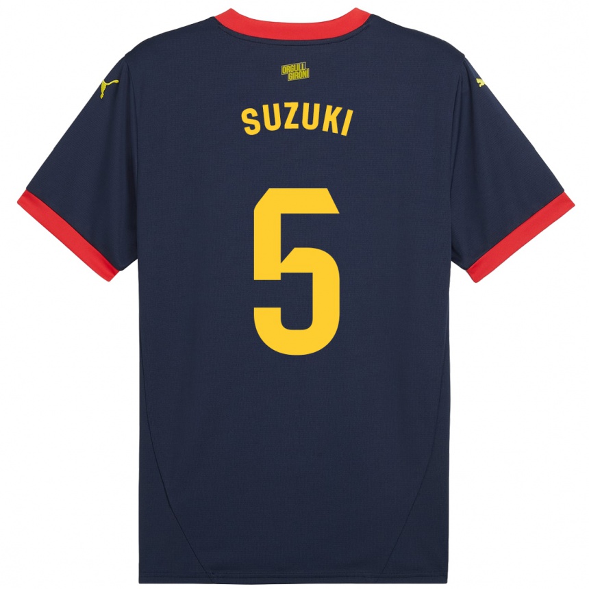 Kids Football Wadi Ibrahim Suzuki #5 Navy Red Away Jersey 2024/25 T-Shirt Nz