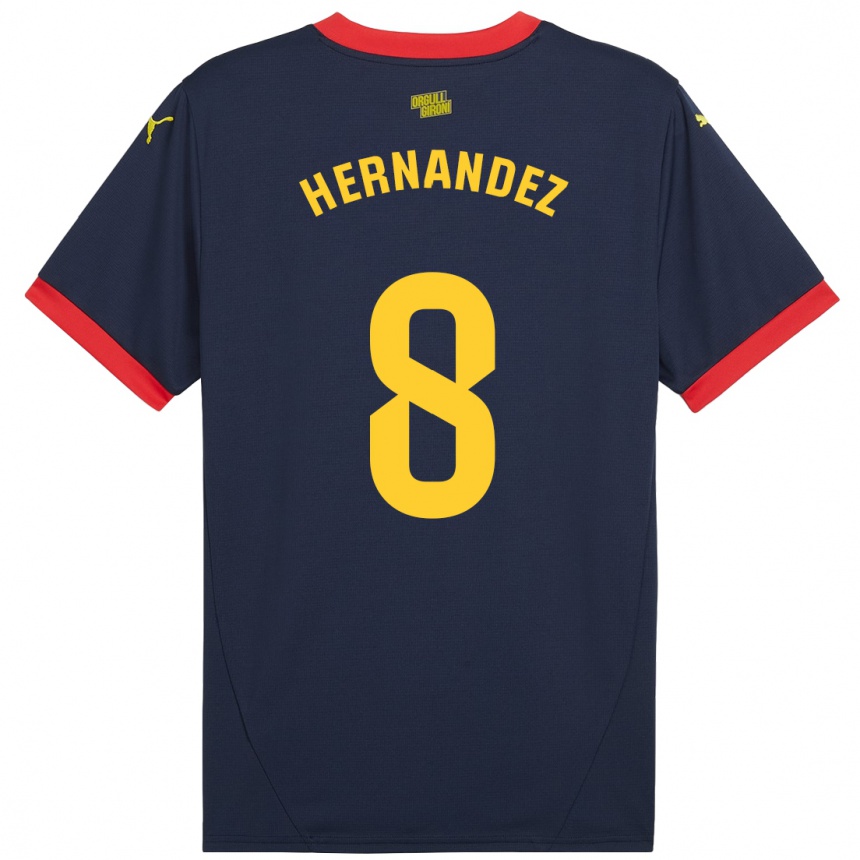 Kids Football Sofia Hernández #8 Navy Red Away Jersey 2024/25 T-Shirt Nz