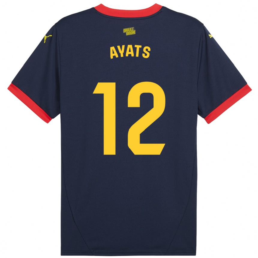 Kids Football Mònica Ayats #12 Navy Red Away Jersey 2024/25 T-Shirt Nz