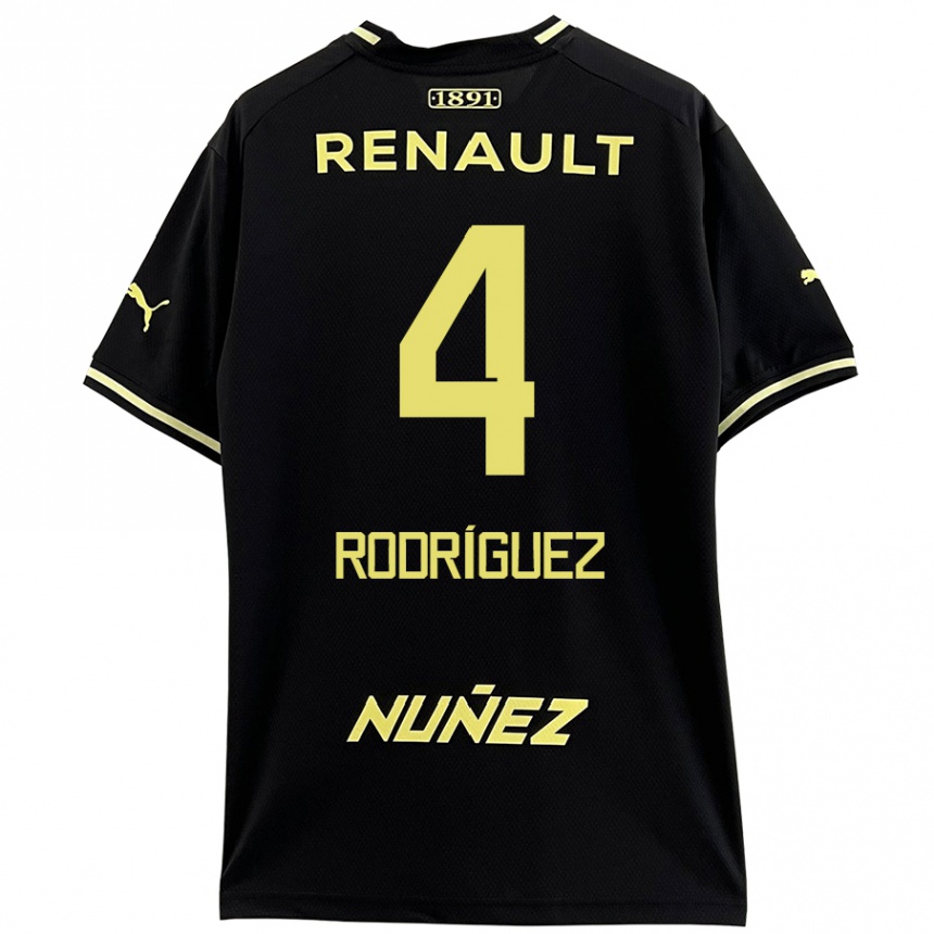 Kids Football Guzmán Rodríguez #4 Black Yellow Away Jersey 2024/25 T-Shirt Nz