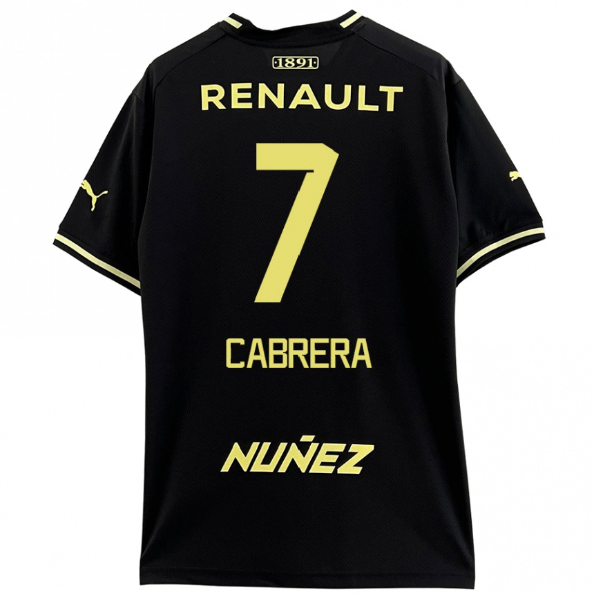 Kids Football Javier Cabrera #7 Black Yellow Away Jersey 2024/25 T-Shirt Nz