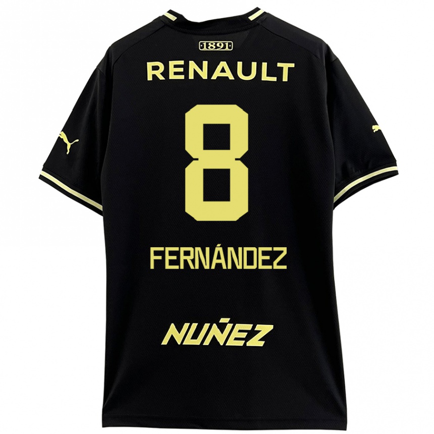 Kids Football Leonardo Fernández #8 Black Yellow Away Jersey 2024/25 T-Shirt Nz