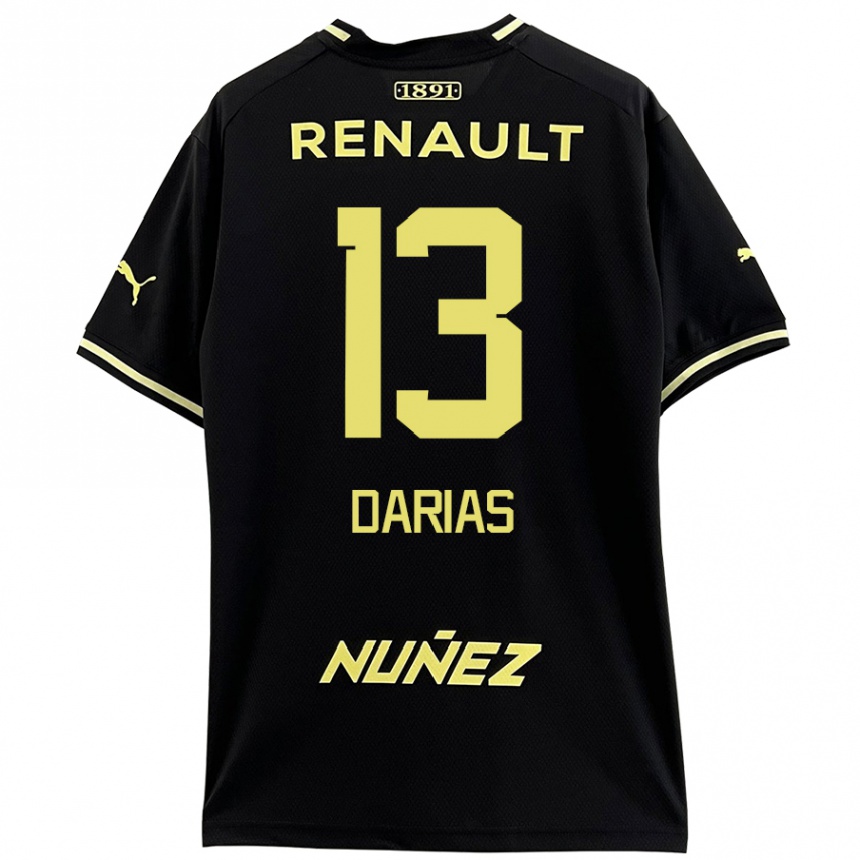 Kids Football Eduardo Darias #13 Black Yellow Away Jersey 2024/25 T-Shirt Nz