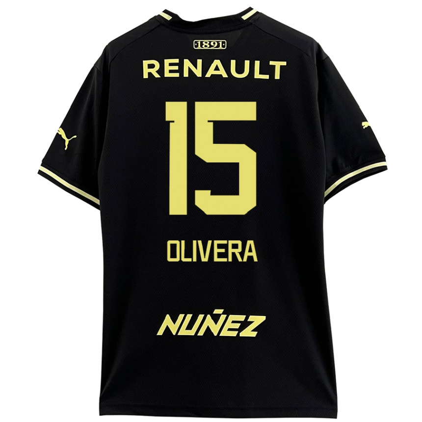 Kids Football Maximiliano Olivera #15 Black Yellow Away Jersey 2024/25 T-Shirt Nz