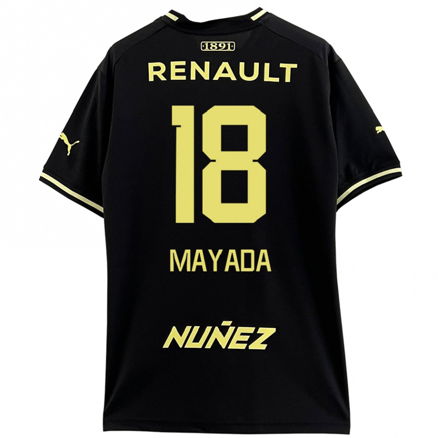 Kids Football Camilo Mayada #18 Black Yellow Away Jersey 2024/25 T-Shirt Nz