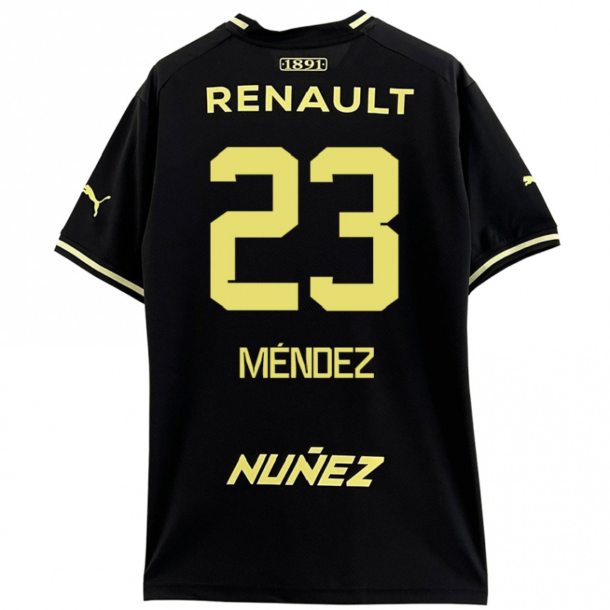 Kids Football Javier Méndez #23 Black Yellow Away Jersey 2024/25 T-Shirt Nz