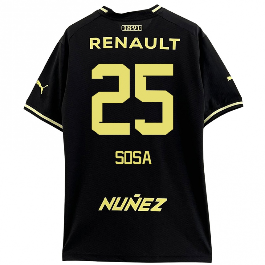 Kids Football Ignacio Sosa #25 Black Yellow Away Jersey 2024/25 T-Shirt Nz