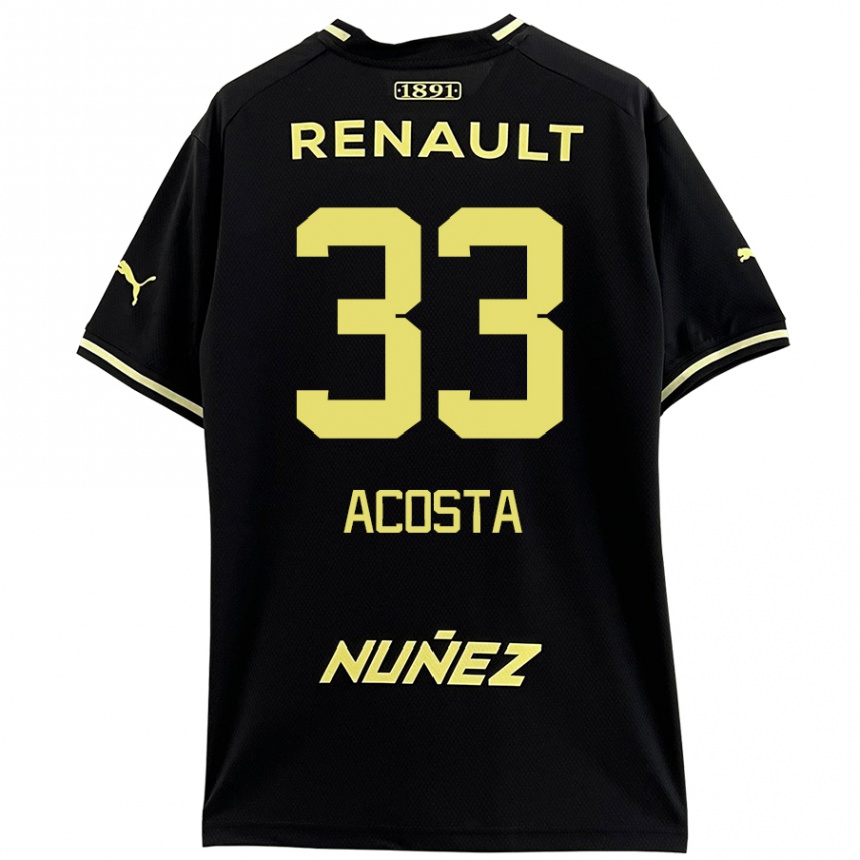 Kids Football Nahuel Acosta #33 Black Yellow Away Jersey 2024/25 T-Shirt Nz